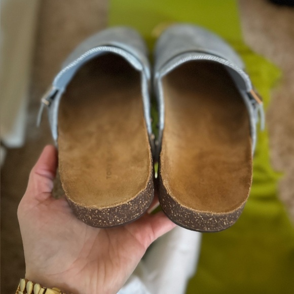 NIB Tory Burch Mellow Stud Mules- Denim Suede/Cork - Picture 8 of 9